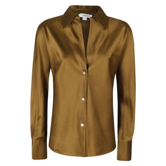 Vince Bias Long-Sleeve Blouse - Dames - Blouses & Shirts - Bruin - Maat: XS Zijde