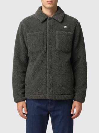 K-Way Giacca a camicia in pile con tasche a toppa e logo a contrasto
