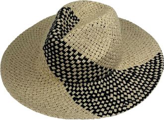 MARCUS ADLER Two-Tone Straw Panama Hat in Black at Nordstrom Rack