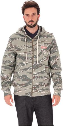 Diesel Camouflage Zip-through Hoodie - Heren - Vesten met rits - Groen - L - Katoen - Hoodies & sweatvesten