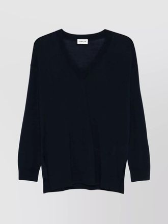 Parosh v-neck ribbed knitwear with side slits