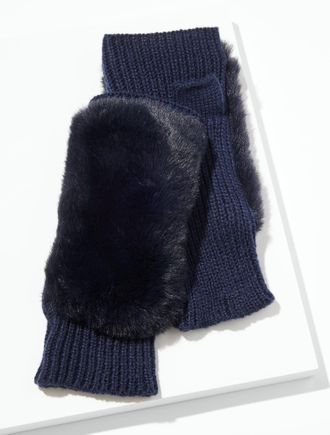 Talbots Faux Fur Gloves - Blue - 001 Talbots