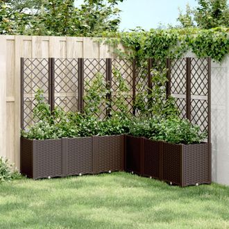 vidaXL Vidaxl - Jardinera Con Enrejado Pp Marr&oacute;n 160x160x140 Cm