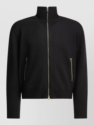 Tom Ford wool zip jacket ribbed collar cuffs hem