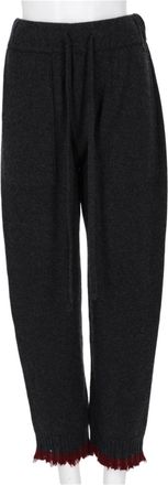 Uma Wang Charcoal Trousers with Drawstring Waist and Frayed Edge Detail