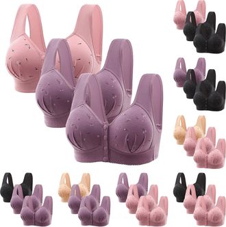 Generic anti sagging bras for older women womens bras multipack front fastening High Impact underwear Non Wired Bralette Full Support Bralettes Wireless seaml