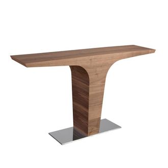 Angel Cerd&aacute; Rectangular Walnut Console Table with Chrome-Plated in Brown