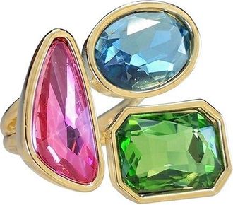 Liv Oliver 18K Plated 3.20 Ct. Tw. Multi Color Quartz Ring