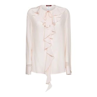 Max Mara Blouses, female, Pink, Size: XL Ruffle Collar Silk Blouse