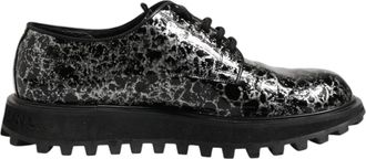 Dolce & Gabbana Black White Calfskin Chunky Derby Mens Shoes