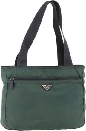 Prada Pre-owned Tote Bags, female, Green, Size: ONE SIZE Pre-owned Nylon Vintage Tote Bag