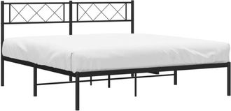 vidaXL Metal Bed Frame without Mattress with Headboard Black 150x200cm vidaXL