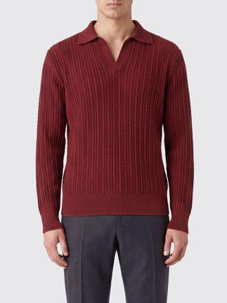 Ferragamo Polo slim fit in maglia di cotone e seta a maniche lunghe