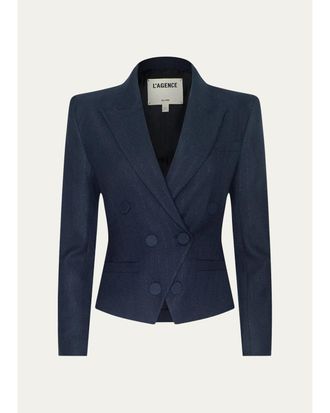L'agence Risa Striped Double-Breasted Blazer