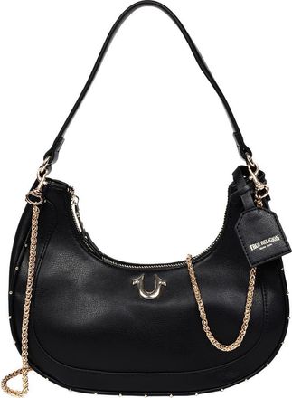 True Religion Zip Top Crescent Hobo Bag in Black at Nordstrom