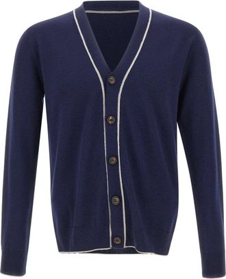 Eleventy Cardigan van wol en kasjmier - Heren - Vesten - Blauw - L - Wol - Truien & Vesten