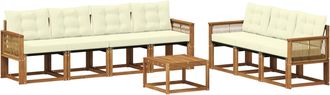 vidaXL Conjunto De Sof&aacute;s De Exterior 8 Uds. Natural Y Crema Vidaxl