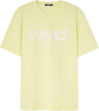 Versace logo-embroidered T-shirt - men - Cotton - S - Yellow