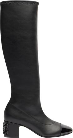Casadei Muni Tot De Knie - Dames - Laarzen met Hak - Zwart - 37 EU - Leer - Schoenen