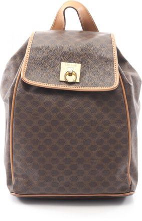 Celine Brown Coated Canvas Leather Backpack (Pre-Owned)