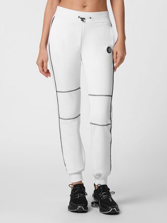 Plein Sport Jersey Sports Trousers with Drawstring and Contrast Stitching
