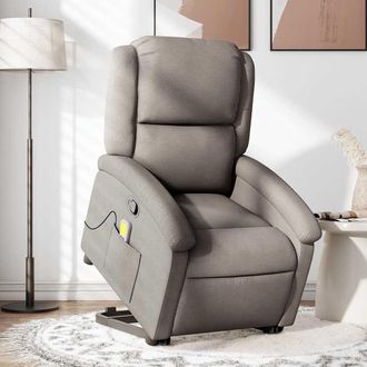 vidaXL Vidaxl - Sill&oacute;n Reclinable De Masaje Elevable Tela Gris Taup&eacute;