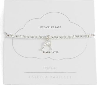 Estella Bartlett Sienna Champagne Beaded Stretch Bracelet in Silver at Nordstrom