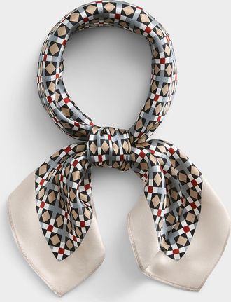Simons Womens Geometric 100% silk small scarf