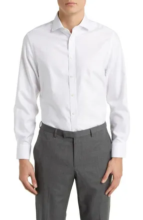 CHARLES TYRWHITT Non-Iron Clifton Weave Cutaway Slim Fit Shirt Single Cuff in White at Nordstrom, Size 17