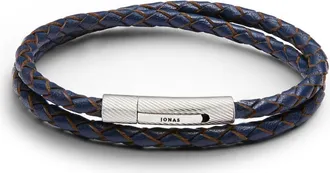 Jonas Studio Braided Leather Double Wrap Bracelet in Blue at Nordstrom
