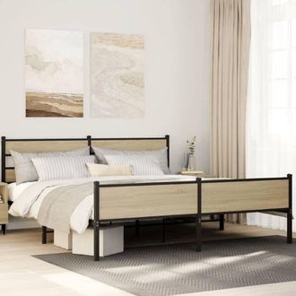 vidaXL Vidaxl - Estructura De Cama Sin Colch&oacute;n Metal Roble Sonoma 183x213 Cm