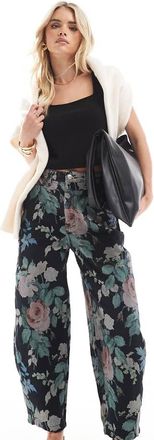 Asos Petite - Pantaloni bombati con stampa a fiori-Multicolore