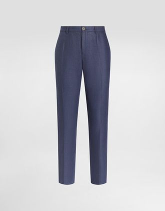 Dolce & Gabbana Linen Pants - Man Pants And Shorts Blue 44