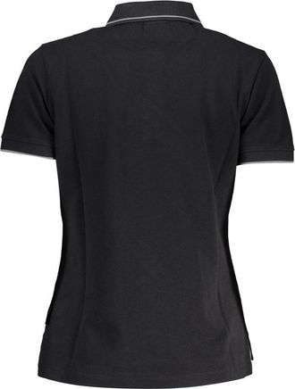 Napapijri Womens Short Sleeve Polo Shirt - Black Cotton - Size Medium
