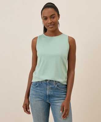 Pact Organic Cotton Softspun High Neck Tank in Agave Green at Nordstrom, Size Medium