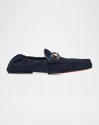 Gucci Men & apos;s Horsebit 1953 Suede Moc-Toe Loafers