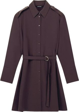 A|X Armani Exchange Chemisier Crossover Jurk - Dames - Shirt Kleedjes - Bruin - M - Kleedjes