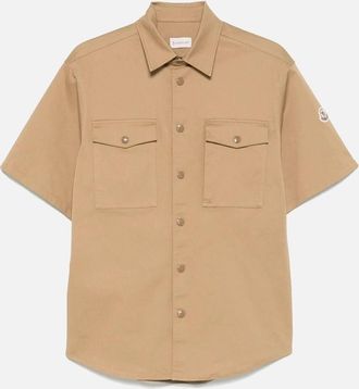 Moncler Mens Cotton SS Shirt Beige - Cream - Size: Regular/36