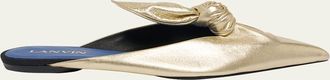 Lanvin Metallic Leather Bow Flat Mules