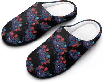 Generic 4th of July U.S. Flag Cotton Slippers for Women Indoor Outdoor Slipper Slip-On Memory Foam Home Shoes