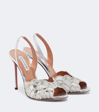 Aquazzura Sandalias Ce Soir de piel metalizada adornadas