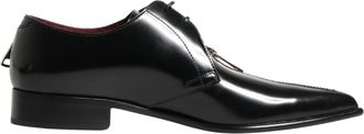 Dolce & Gabbana Men Black Lace-Up Leather Zip Dress Derby Mens Shoes