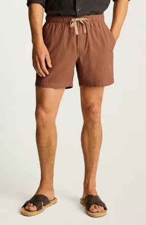 Bonobos Nomad Drawstring Cotton & Linen Shorts in Russet Herringbone at Nordstrom, Size Xx-Large