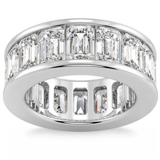 Pompeii3 11 1/2Ct Emerald Cut Diamond Eternity Ring Channel Set 14k Gold Lab Grown
