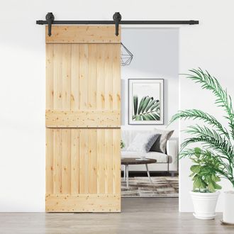 vidaXL Vidaxl - Puerta Corredera Con Herrajes Madera Maciza De Pino 85x210 Cm