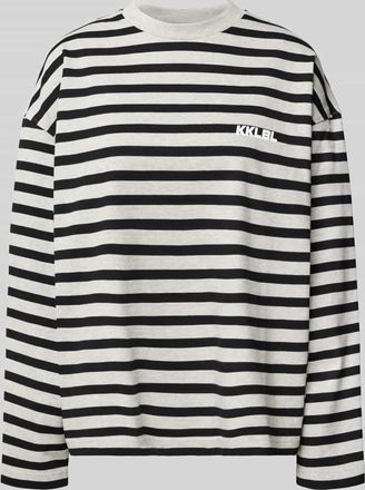 Karo Kauer Oversized Longsleeve mit Streifenmuster in Mittelgrau, Gr&ouml;&szlig;e XL