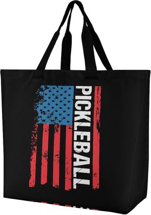 Generic U.S. Flag Reusable Shopping Bags Large Capacity Grocery Bag Heavy Duty Tote for Women 40x40x16cm
