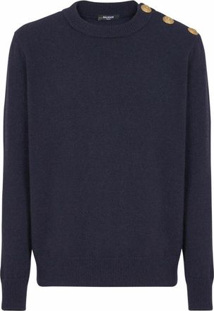 Balmain Eco-kasjmier trui - Heren - Cashmere truien - Blauw - M - Kasjmier - Truien & Vesten