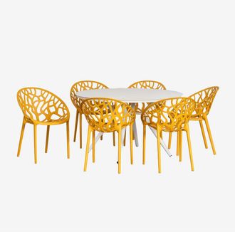 Sklum Sklum - Set de mesa redonda en aluminio (Ø125 cm) Valerie y 6 sillas de jardín Ores