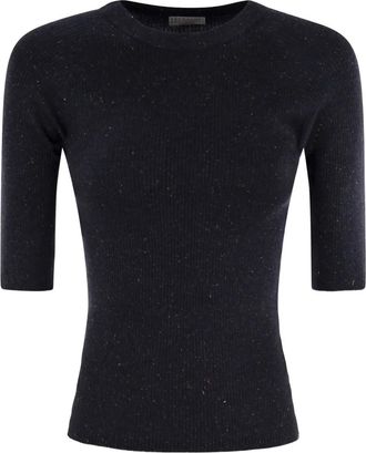Brunello Cucinelli Top con effetto fiammato - Blu